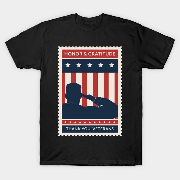 Honor & Gratitude Thank You Veterans T-Shirt by Ken Adams Store